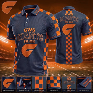 PREMIUM AFL X GWS EXCLUSIVE PERSONALIZED POLO SHIRT LIMITED EDITION