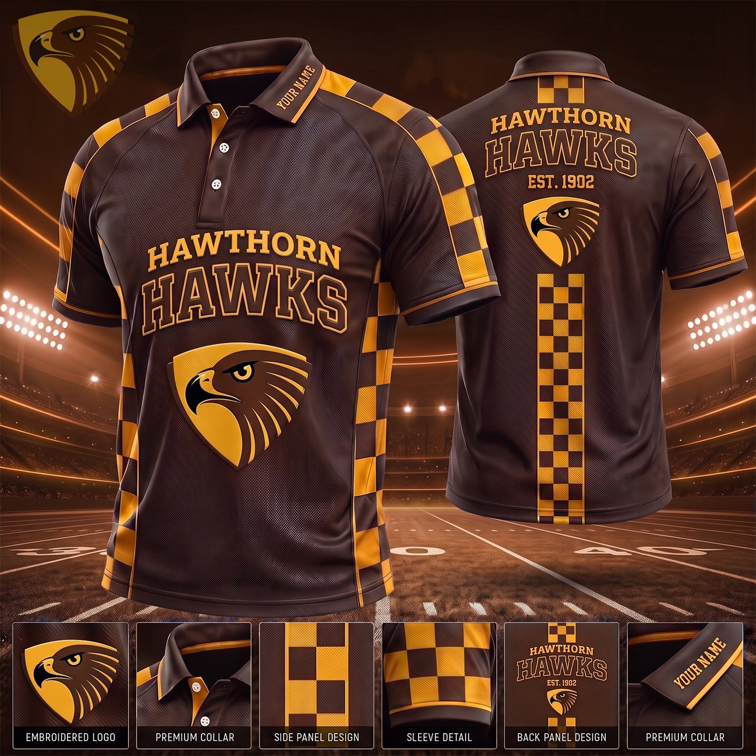 PREMIUM AFL X HAW EXCLUSIVE PERSONALIZED POLO SHIRT LIMITED EDITION