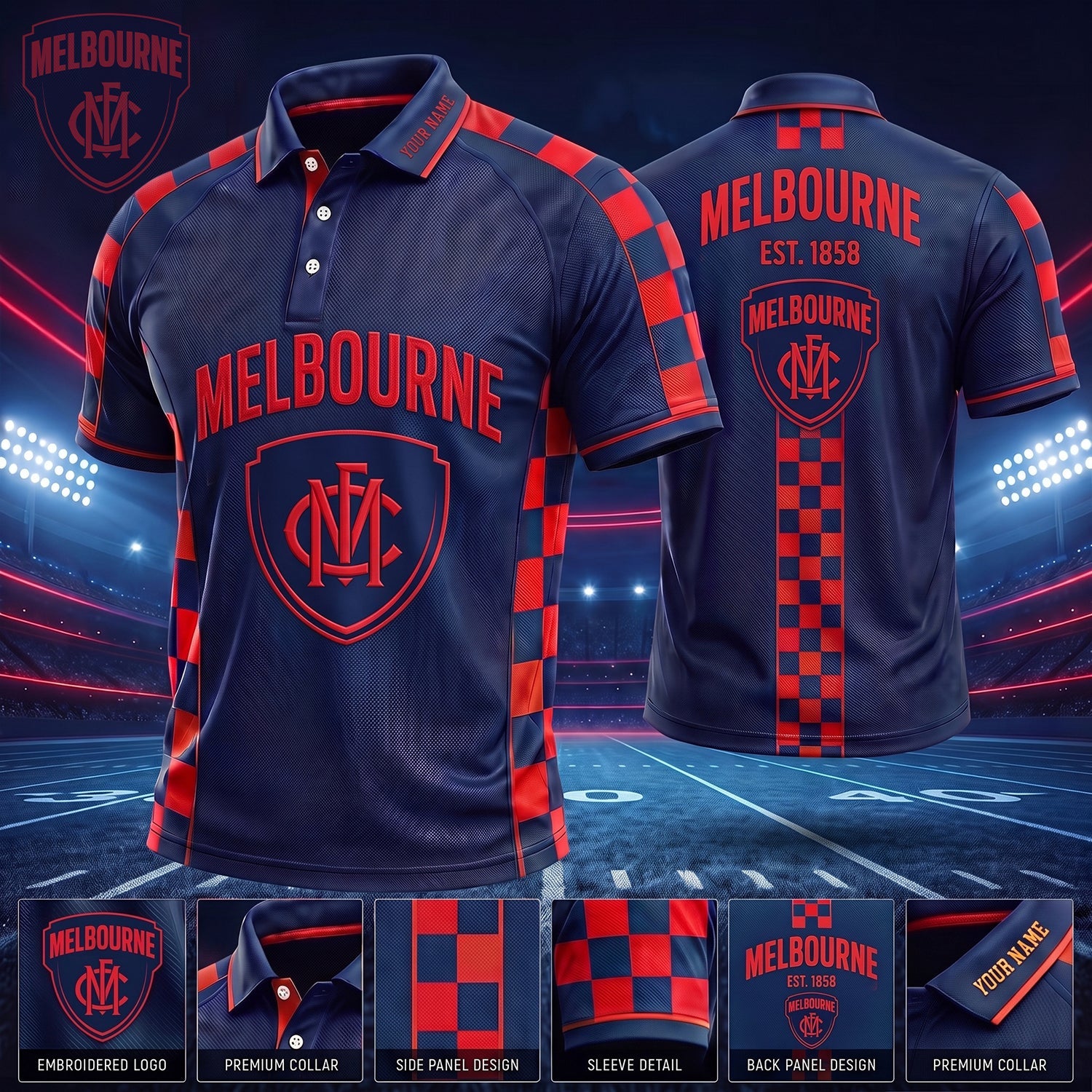 PREMIUM AFL X MEL EXCLUSIVE PERSONALIZED POLO SHIRT LIMITED EDITION