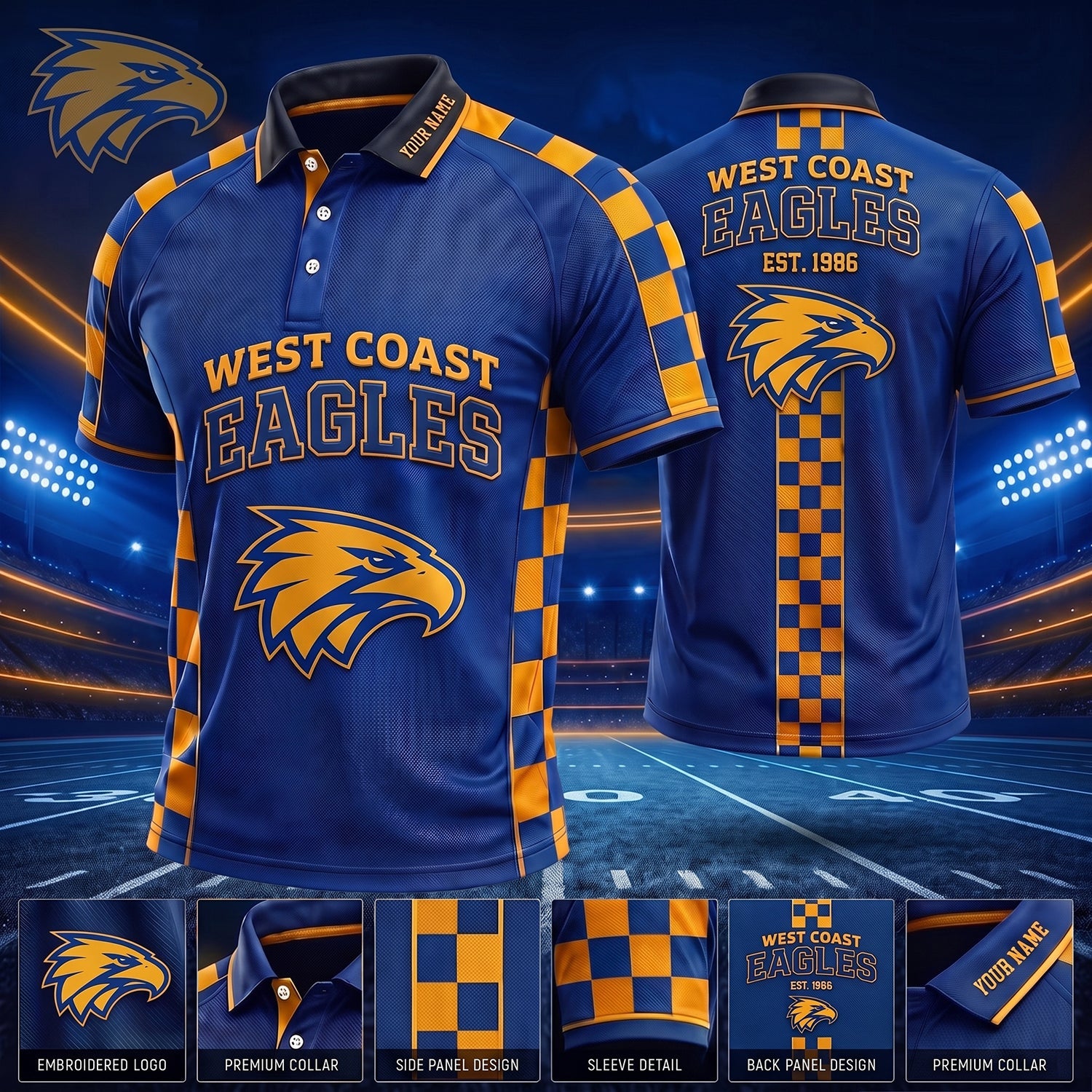 PREMIUM AFL X WCE EXCLUSIVE PERSONALIZED POLO SHIRT LIMITED EDITION